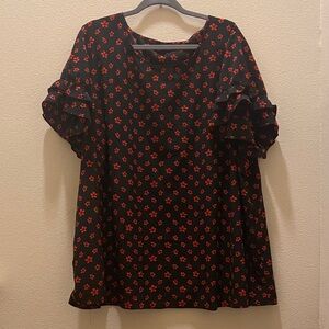 Floral Black and Red Lane Bryant blouse